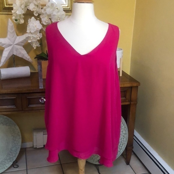 Torrid Women’s Fuchsia Double Layer Chiffon Sleeveless Tunic Plus Size 6 - Picture 1 of 13